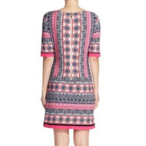 Eliza J Elbow Sleeve Geometric Print Shift Dress - Picture 2 of 11
